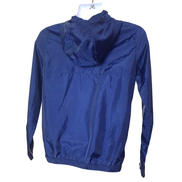 Nike Boys XL Hooded Windbreaker Blue Lightweight Jacket Sporty Reflective Stripe - Picture 4 of 6